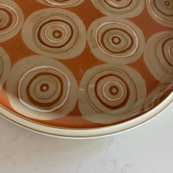 Denby Fire Handmade Rich Colors Mid Century Modern Rare Round Platter, 13.25" - Picture 7 of 9
